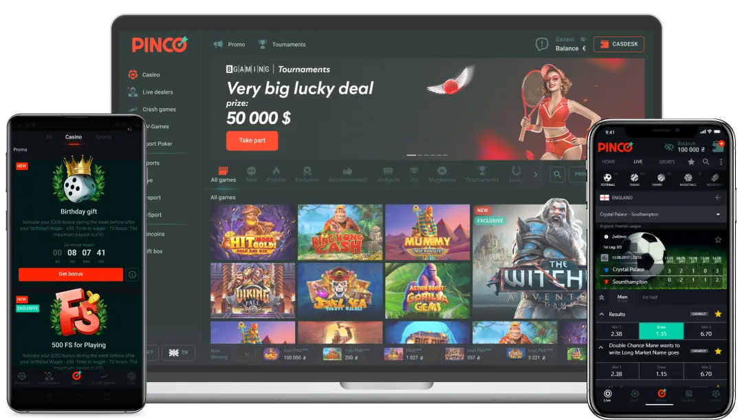 Навигация по Pinco Casino 2025 kz